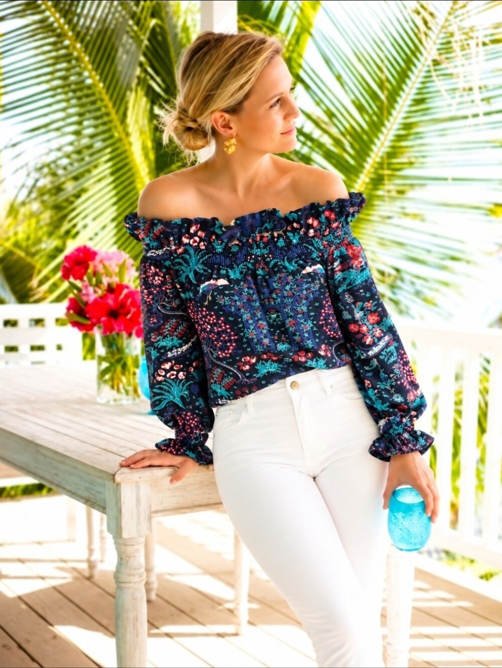 Tuckernuck Midnight Garden Marguerite Blouse Size XS